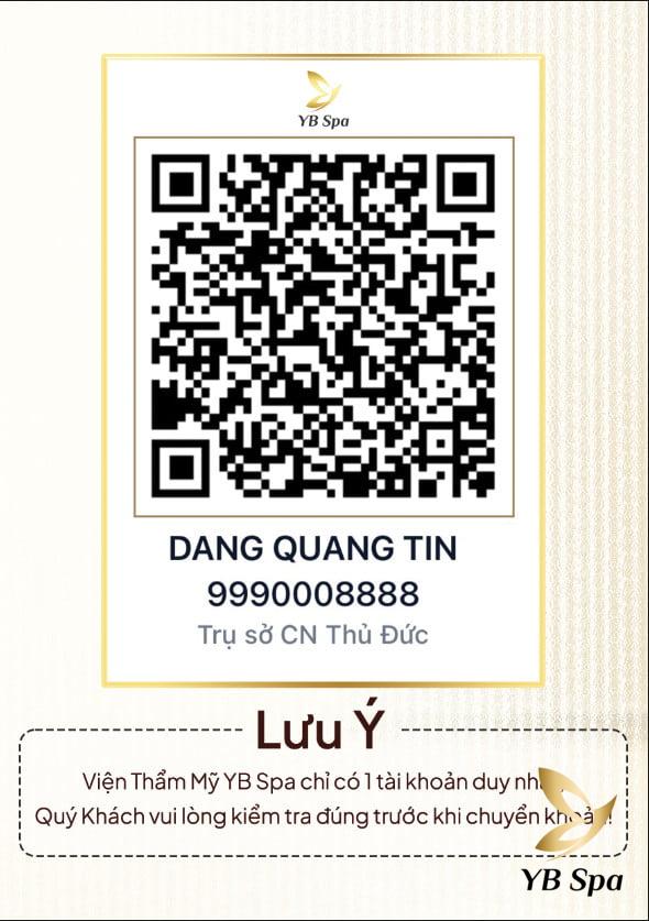 Thông tin chuyển khoản của Viện Thẩm Mỹ YB Spa
