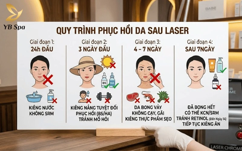 Tuân thủ nghiêm ngặt các mốc thời gian kiêng cử từ 1 đến 14 ngày là "chìa khóa" để sở hữu làn da sau Laser Chrome khỏe đẹp và đều màu