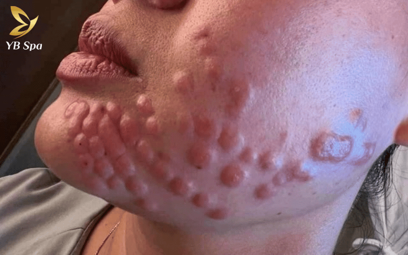 Biến chứng khi tiêm meso là gì? Dấu hiệu nhận biết và cách xử lý kịp thời 28 Vùng da sưng tấy đỏ rực, đau nhức dữ dội kèm theo ổ mủ rỉ dịch là dấu hiệu cảnh báo vi khuẩn đã xâm nhập qua các vết kim tiêm