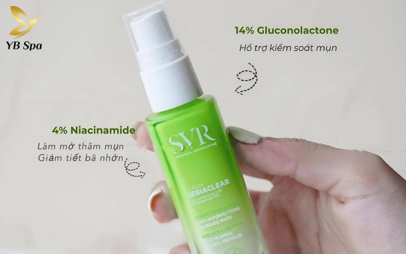 Quy trình 7 bước trị mụn ẩn cho da dầu tại nhà 21 SVR Sebiaclear Serum là giải pháp hoàn hảo kết hợp Niacinamide và PHA giúp vừa trị mụn, vừa duy trì độ ẩm cần thiết.