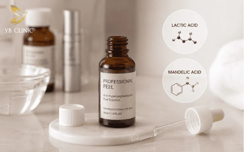 8 Cách Trị Thâm Bẹn Hiệu Quả Nhanh Chóng Và An Toàn 7 Kết hợp Lactic Acid và Mandelic Acid trong peel da giúp tái tạo bề mặt da, cải thiện thâm sạm hiệu quả.