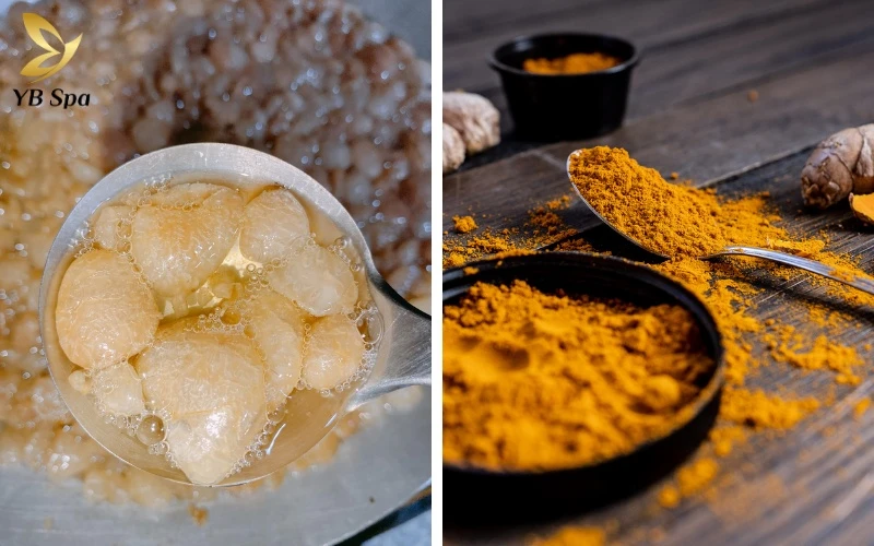 Tận dụng bộ đôi mỡ trăn và nghệ để nuôi dưỡng làn da láng mịn, trắng sáng và khiến sợi lông mọc lại thưa mảnh hơn