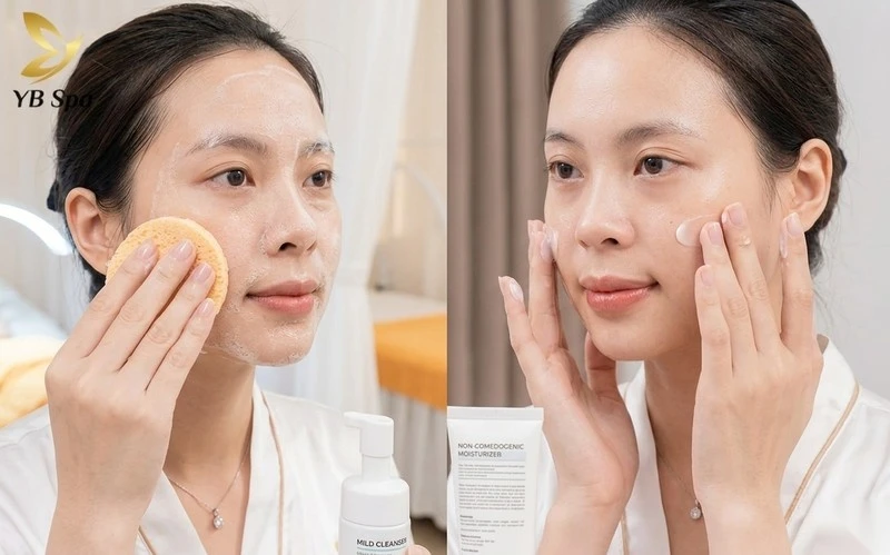 Chăm sóc da đúng cách, làm sạch và dưỡng ẩm đều đặn giúp kiểm soát mụn.