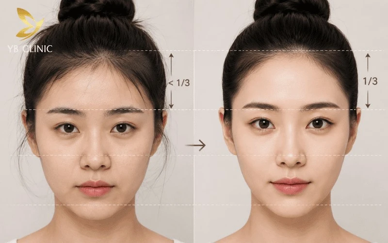 Tóc con mọc lộn xộn khiến đường chân tóc kém gọn gàng, làm trán bị thu hẹp và gương mặt mất cân đối, kém trẻ trung.