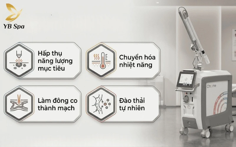 Với sự kết hợp của bước sóng Nd:YAG và KTP, Laser Chrome là giải pháp tối ưu để xử lý triệt để các khiếm khuyết mạch máu