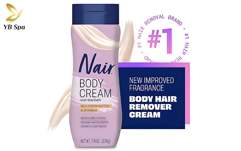 Nair với chiết xuất bơ cacao giàu axit béo tạo lớp màng ngăn dịu nhẹ, bảo vệ tối đa vùng da nhạy cảm của mẹ bầu khi tẩy lông