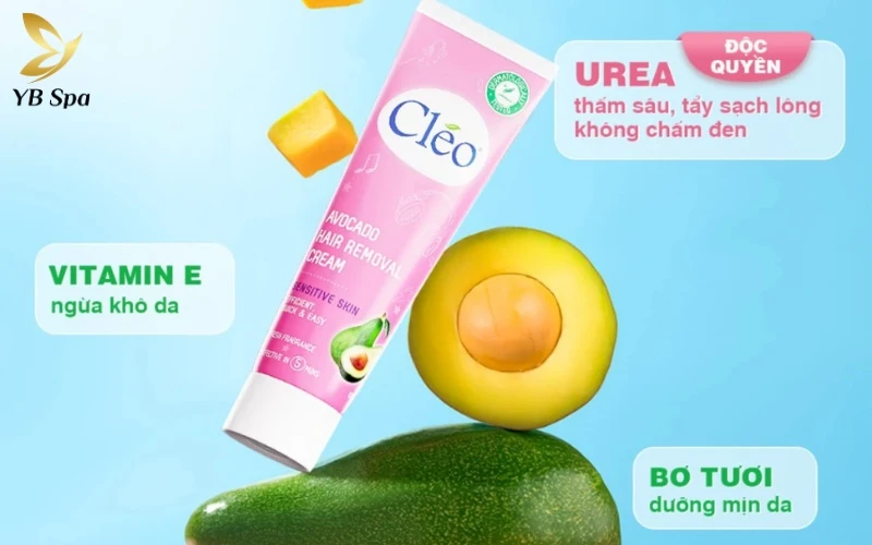 Cléo với chiết xuất bơ giàu vitamin A, E, D giúp mẹ bầu tẩy lông vùng kín nhẹ nhàng mà vẫn giữ được độ ẩm mịn tự nhiên