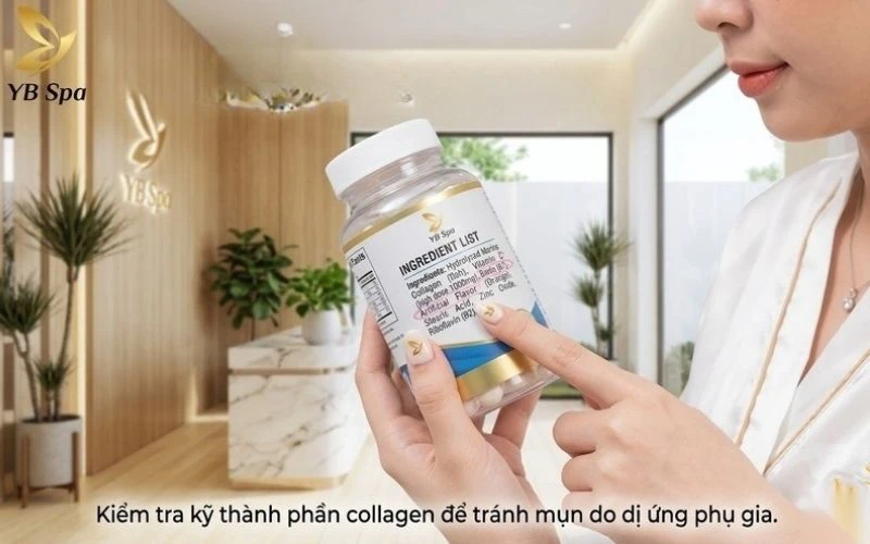 Kiểm tra kỹ thành phần collagen để tránh mụn do dị ứng phụ gia.