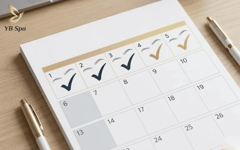 Thời gian kiêng cữ sau điêu khắc chân mày thường kéo dài từ lúc làm đến khi màu lên ổn định.