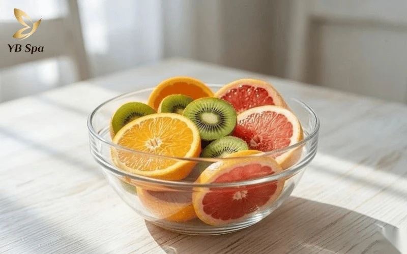 Bổ sung trái cây giàu vitamin C giúp giảm sưng và kích thích quá trình bong mài lông mày nhanh chóng.