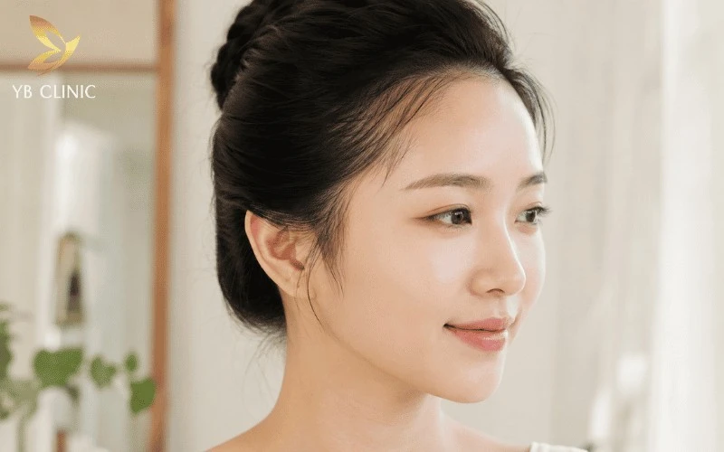 Dọn sạch tóc tơ vùng trán và thái dương giúp ánh sáng phân bổ đều hơn, tạo hiệu ứng gương mặt sáng, cân đối và thanh thoát.