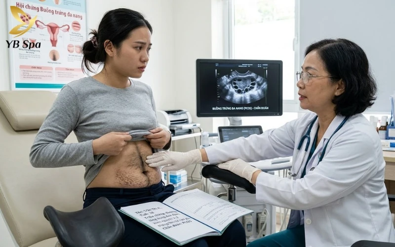 Vì sao phụ nữ có đường lông bụng? Có nguy hiểm không? 13 Tình trạng đường lông bụng đậm màu kết hợp cùng kinh nguyệt không đều của chị H. là những biểu hiện lâm sàng điển hình của rối loạn nội tiết tố