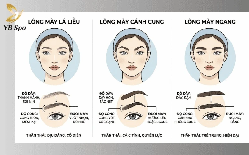 Lông Mày Lá Liễu: Ý Nghĩa Tướng Số, Khuôn Mặt Phù Hợp & Cách Tạo Dáng 9 So sánh các dáng lông mày phổ biến