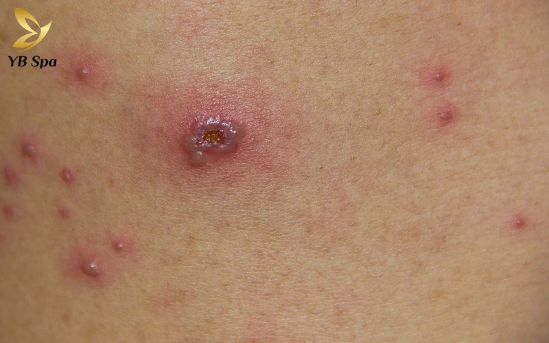 Giai đoạn mụn “chín” và bắt đầu vỡ: ngày thứ 4–5