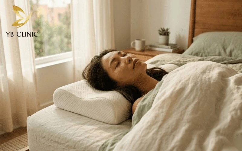 Tư thế nằm ngửa khi ngủ giúp cố định cơ mặt và tối ưu hiệu quả sau nâng cơ.