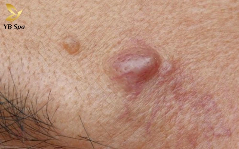 Hình ảnh nổi mụn ở vùng kín nữ - Khi nào cần đến gặp bác sĩ? 16 U nang bã nhờn thường xuất hiện dưới dạng các khối u nhỏ, cứng và mịn nằm sâu dưới da vùng môi lớn hoặc môi bé