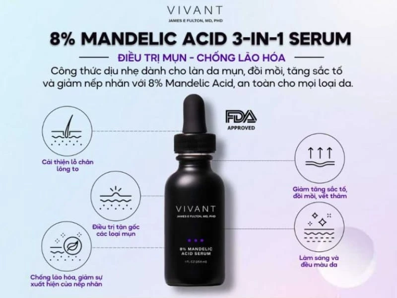 Review thương hiệu Vivant: Mỹ phẩm Vivant có tốt không? 24 Vivant 8% Mandelic Acid Serum