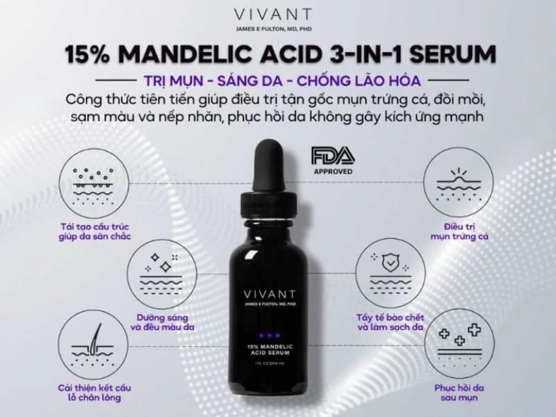 Review thương hiệu Vivant: Mỹ phẩm Vivant có tốt không? 25 Vivant 15% Mandelic Acid Serum