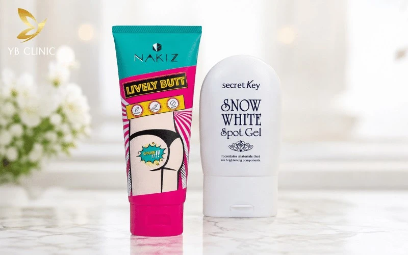 Review 3 Phương Pháp Trị Thâm Bẹn Được Áp Dụng Phổ Biến 9 Hai dòng kem trị thâm bẹn Nakiz Lively Butt và Secret Key Snow White Spot được nhiều người lựa chọn để hỗ trợ cải thiện tình trạng da xỉn màu.