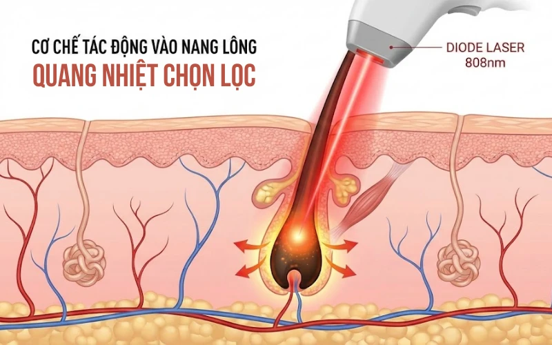 Nguyên lý quang nhiệt chọn lọc giúp năng lượng laser chỉ hấp thụ vào melanin, đảm bảo an toàn tối đa cho mọi loại da
