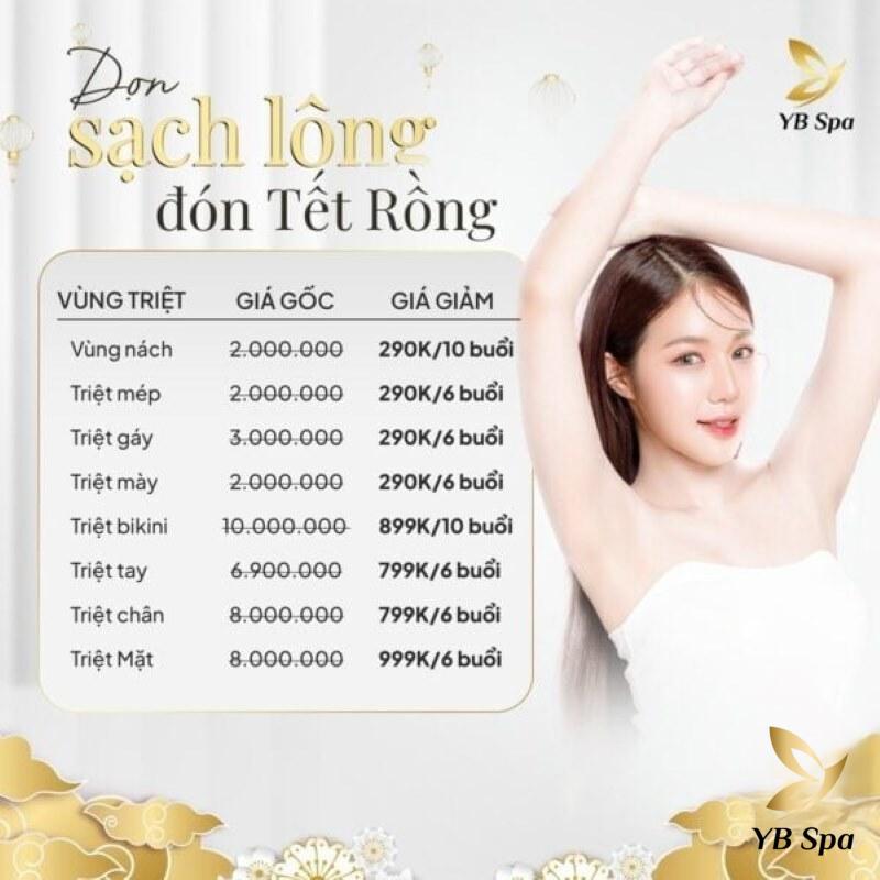 Điểm danh các spa chăm sóc da tại Quận 7 uy tín 27 Bảng giá triệt lông tại YB Spa