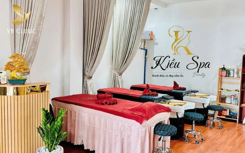 Khu vực dịch vụ tại Kiều Spa Thủ Dầu Một với không gian sạch sẽ, phù hợp cho các liệu trình gội đầu dưỡng sinh và chăm sóc cơ thể.