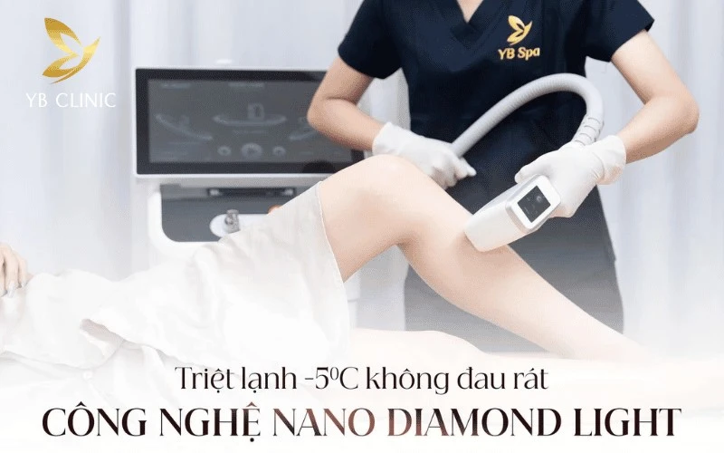 Top 5 Thẩm Mỹ Viện Gò Vấp Uy Tín, Chất Lượng 2026 9 Công nghệ triệt lông lạnh Nano Diamond Light -5 độ C tại YB Spa sử dụng bước sóng thông minh giúp loại bỏ nang lông nhẹ nhàng