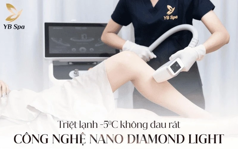 Công nghệ triệt lông Nano độc quyền tại YB Spa ứng dụng cơ chế phát xung chọn lọc giúp triệt sạch tận gốc nang lông mà không gây tổn thương mô xung quanh