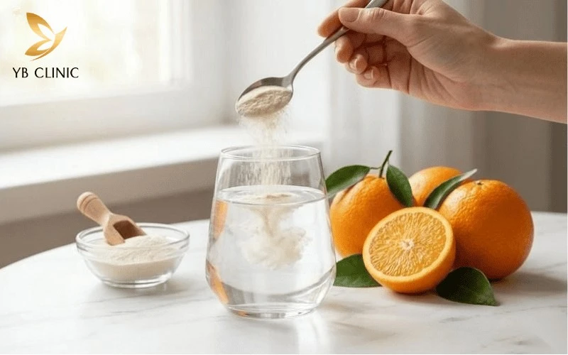 4 Phương Pháp Trẻ Hóa Da Tuổi 30 Tại Nhà 14 Bổ sung Collagen Peptide cùng Vitamin C giúp tăng hiệu quả hấp thụ và tái tạo cấu trúc da.