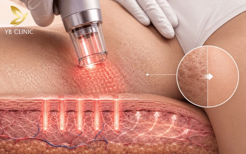 Trị Thâm Bẹn Bằng Laser Có Hiệu Quả Không? Quy Trình Và Bảng Giá 11 Chiếu laser công nghệ cao tại clinic giúp tác động trực tiếp vào sắc tố melanin, hỗ trợ cải thiện tình trạng thâm bẹn an toàn và hiệu quả.