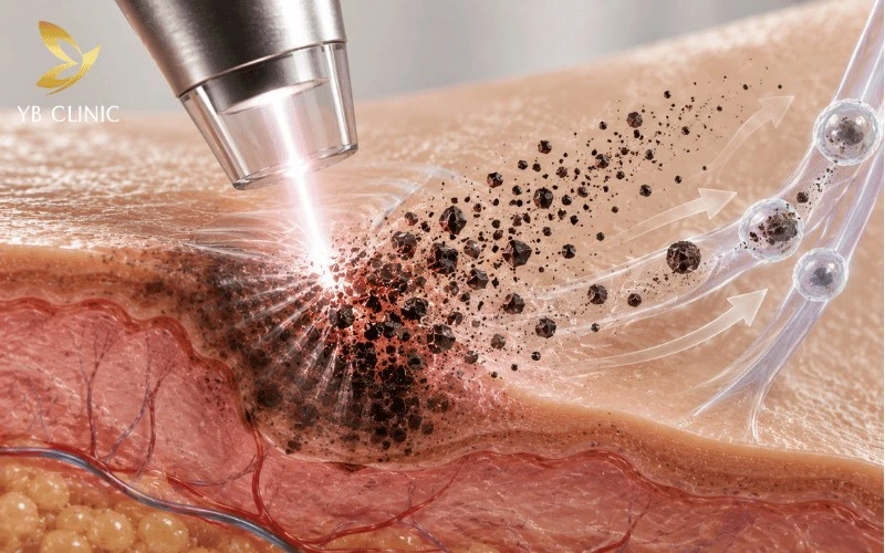 Trị Thâm Bẹn Có Đau Không? Mức Độ Đau Và Yếu Tố Ảnh Hưởng 8 Công nghệ laser trị thâm bẹn giúp phân rã melanin thành các hạt siêu nhỏ để cơ thể đào thải tự nhiên, đồng thời giảm cảm giác đau rát trong quá trình điều trị.