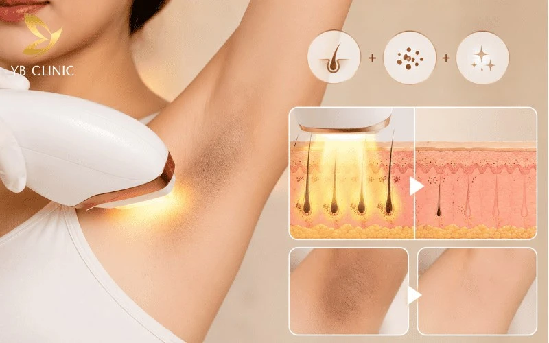 Trị Thâm Nách Công Nghệ Cao Có Hiệu Quả Không? Quy Trình Và Bảng Giá 18 Công nghệ IPL sử dụng dải ánh sáng xung cường độ cao giúp làm sáng da nhẹ nhàng và hỗ trợ triệt lông tơ.