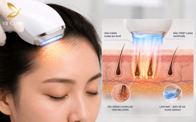 Top 5 Phương Pháp Triệt Tóc Con Vùng Trán Phổ Biến 6 Nano Diamond Light tác động sâu vào nang tóc, giúp triệt tóc trán hiệu quả, nhẹ nhàng và an toàn cho da.