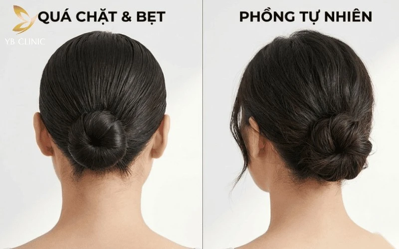 Vì Sao Cùng Búi Tóc Nhưng Người Đẹp Người Bình Thường? 9 Sự khác biệt giữa kiểu búi tóc ép sát da đầu và búi tóc có độ phồng tự nhiên.