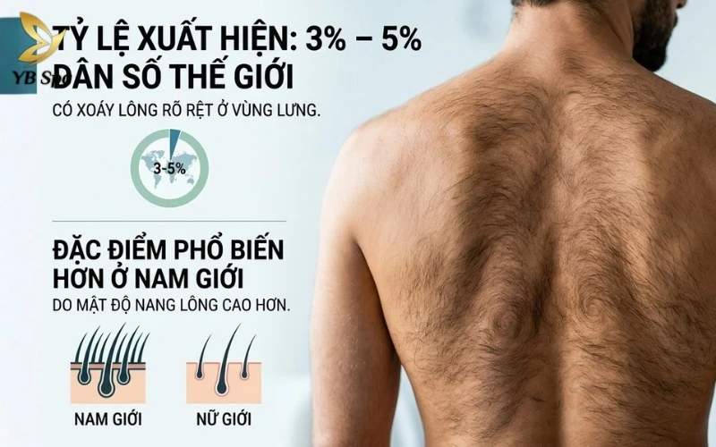 Xoáy lông ở lưng là đặc điểm nhân trắc học hiếm gặp, chỉ xuất hiện ở khoảng 3% – 5% dân số toàn cầu