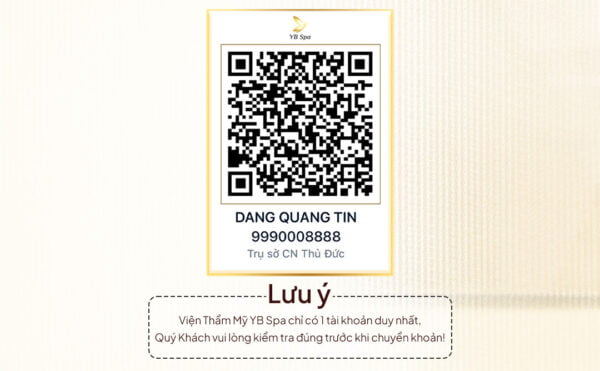 Thông tin chuyển khoản của Viện Thẩm Mỹ YB Spa